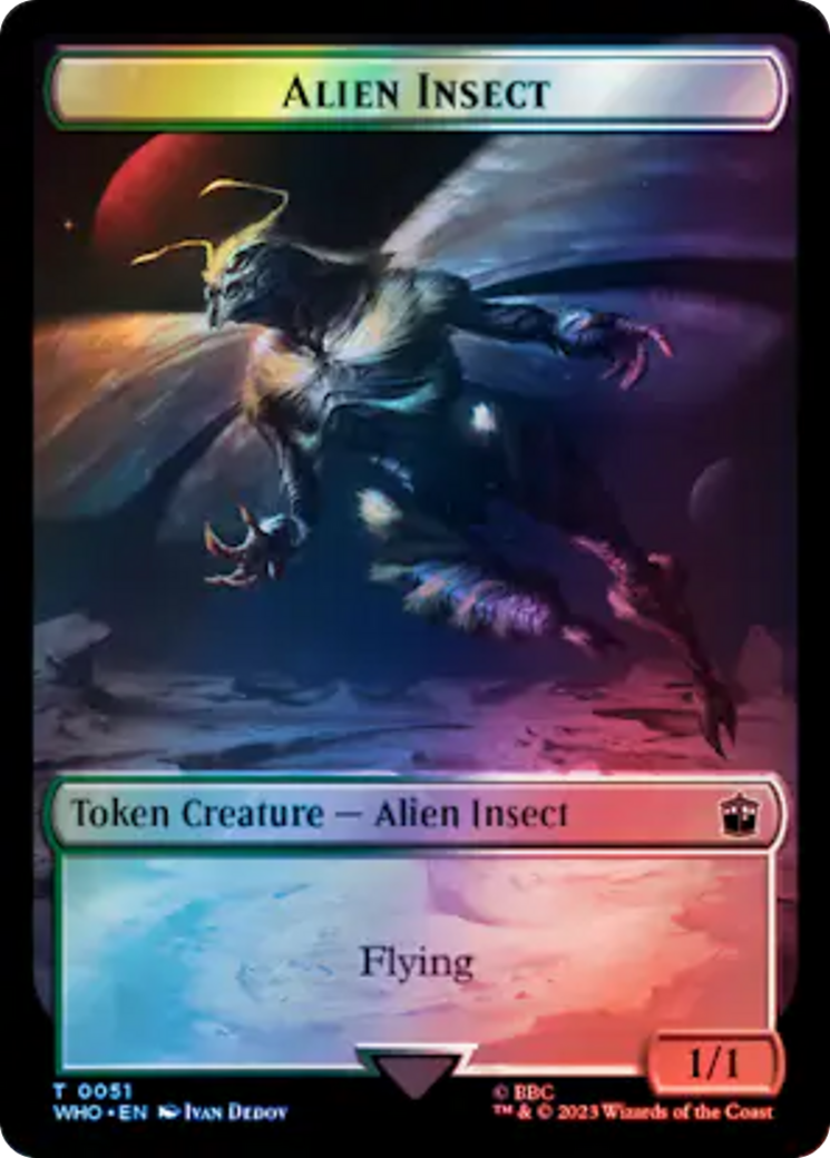 Soldier // Alien Insect Double-Sided Token (Surge Foil) [Doctor Who Tokens] | Jomio and Rueliete's Cards and Comics
