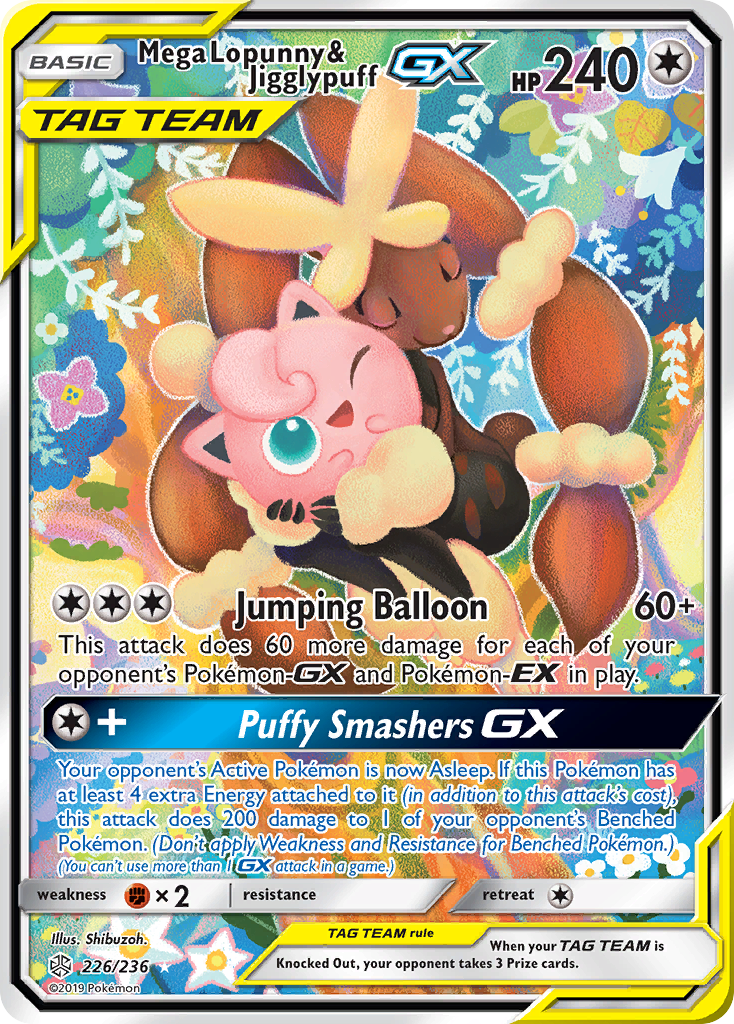 Mega Lopunny & Jigglypuff GX (226/236) [Sun & Moon: Cosmic Eclipse] | Jomio and Rueliete's Cards and Comics