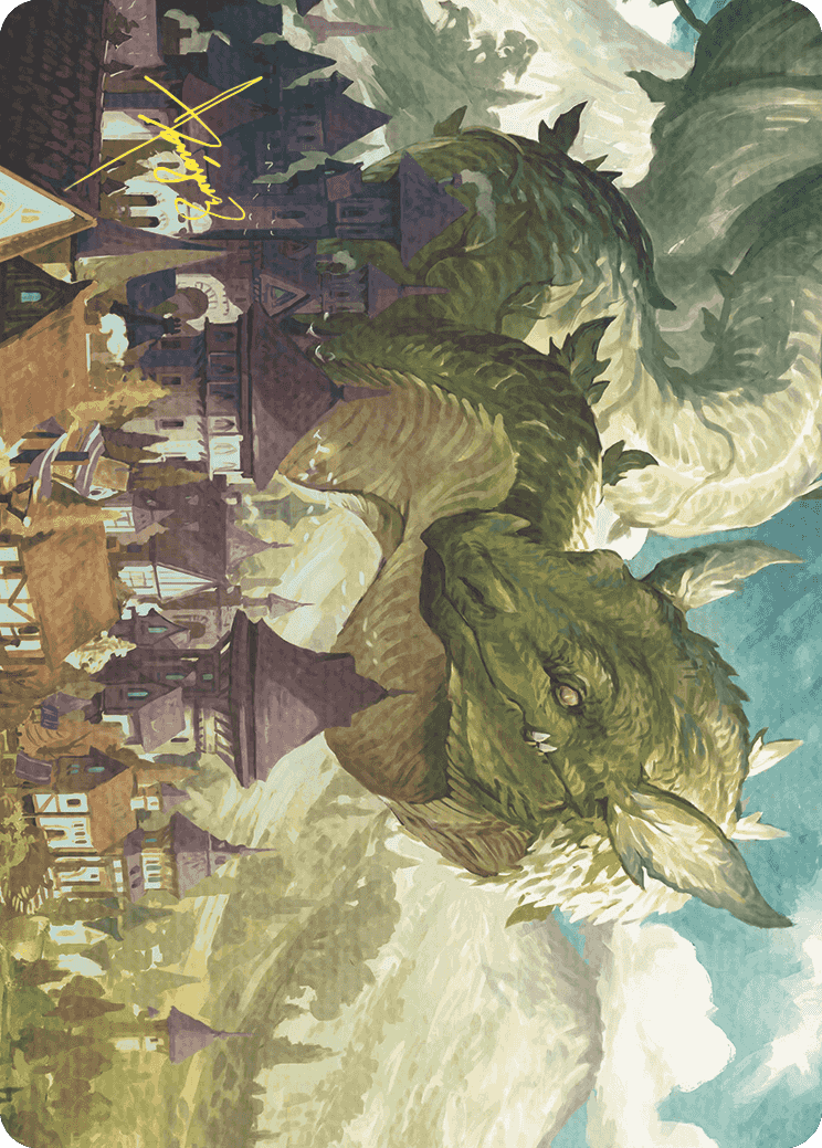 Beanstalk Wurm Art Card (Gold-Stamped Signature) [Wilds of Eldraine Art Series] | Jomio and Rueliete's Cards and Comics
