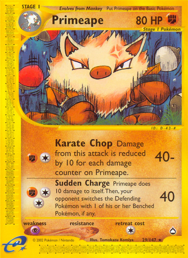 Primeape (29/147) [Aquapolis] | Jomio and Rueliete's Cards and Comics