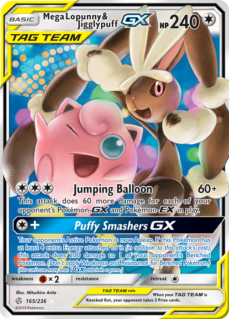 Mega Lopunny & Jigglypuff GX (165/236) [Sun & Moon: Cosmic Eclipse] | Jomio and Rueliete's Cards and Comics