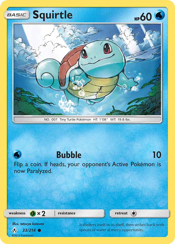 Squirtle (33/214) [Sun & Moon: Unbroken Bonds] | Jomio and Rueliete's Cards and Comics