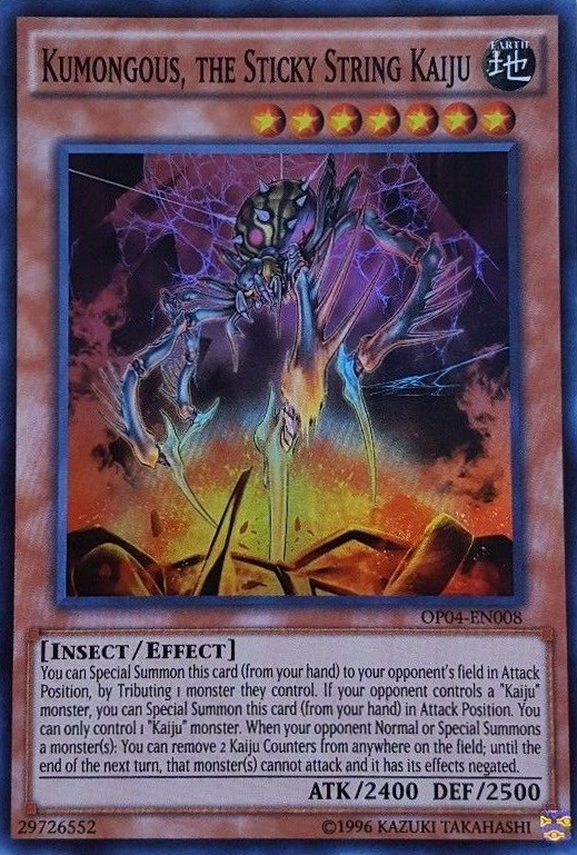 Kumongous, the Sticky String Kaiju [OP04-EN008] Super Rare | Jomio and Rueliete's Cards and Comics
