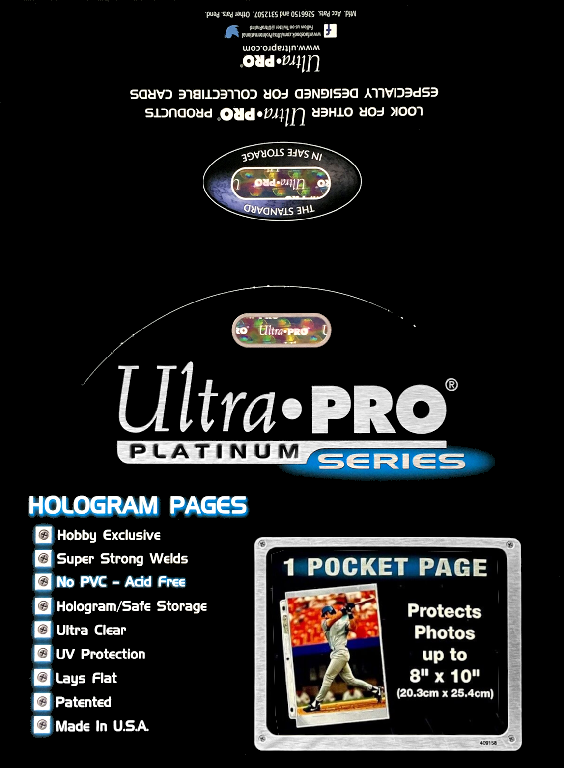 Ultra PRO: Platinum Hologram 1-Pocket Pages - 3-Holes (8" x 10" / 100-Pack) | Jomio and Rueliete's Cards and Comics