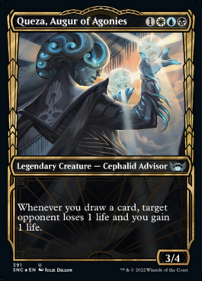 Queza, Augur of Agonies (Showcase Golden Age Gilded Foil) [Streets of New Capenna] | Jomio and Rueliete's Cards and Comics