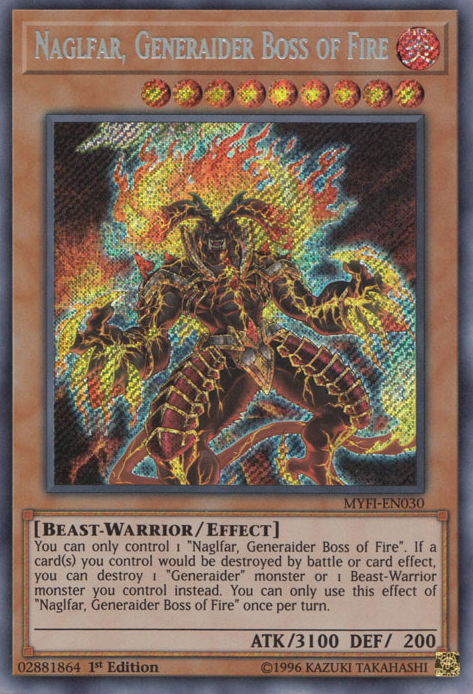 Naglfar, Generaider Boss of Fire [MYFI-EN030] Secret Rare | Jomio and Rueliete's Cards and Comics