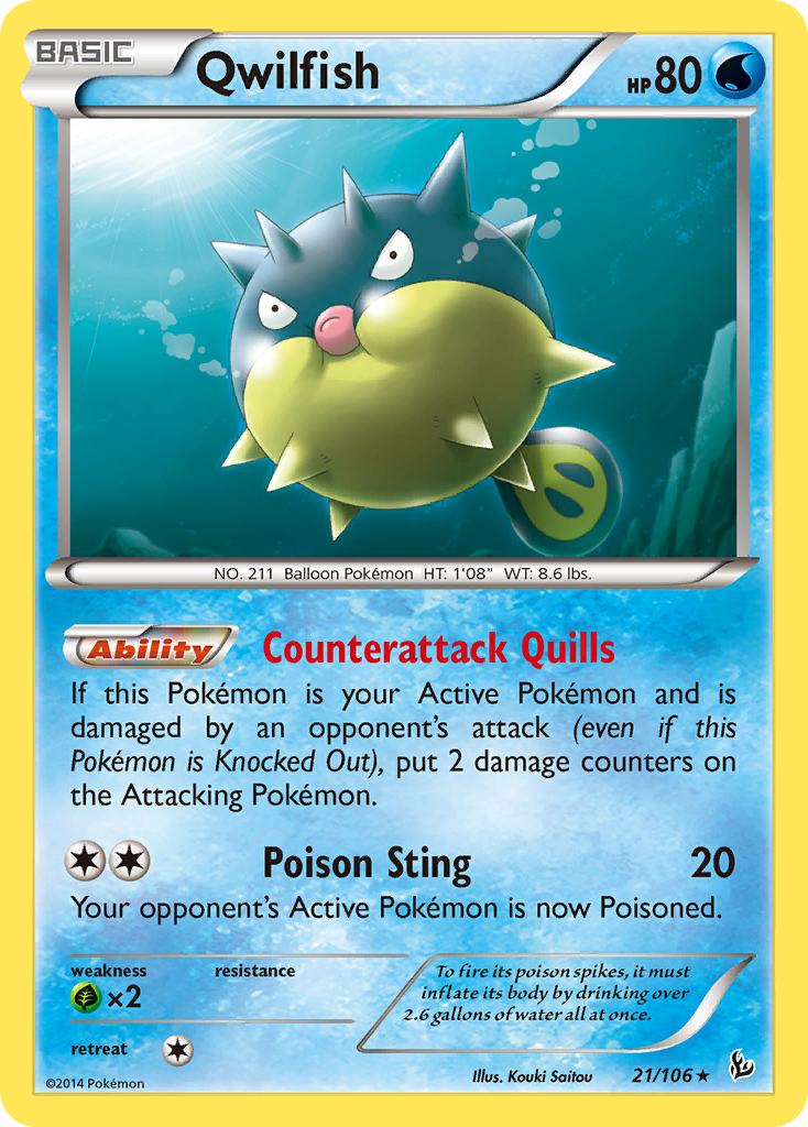 Qwilfish (21/106) [XY: Flashfire] | Jomio and Rueliete's Cards and Comics