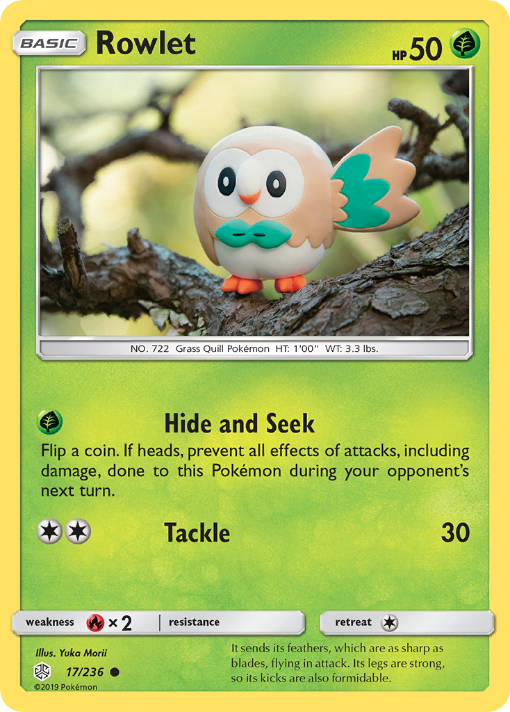 Rowlet (17/236) [Sun & Moon: Cosmic Eclipse] | Jomio and Rueliete's Cards and Comics