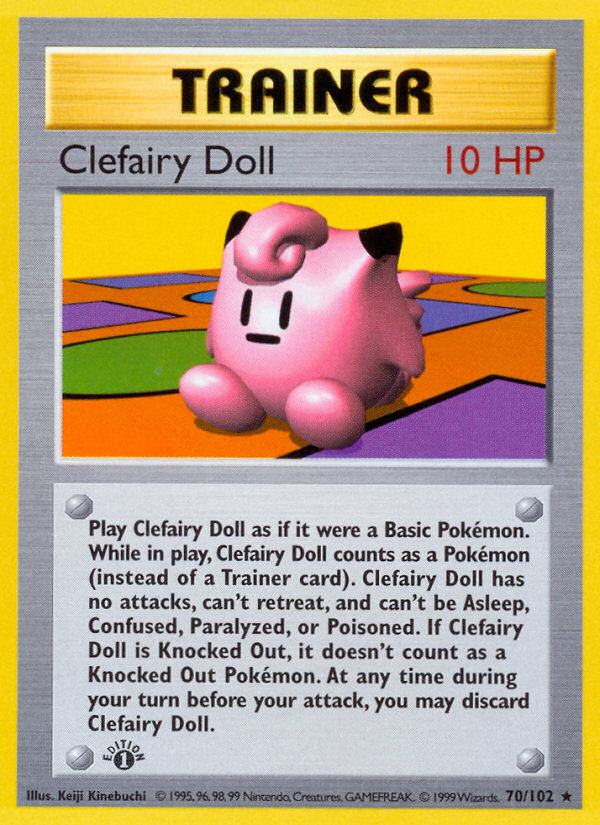 Clefairy Doll (70/102) (Shadowless) [Base Set 1st Edition] | Jomio and Rueliete's Cards and Comics