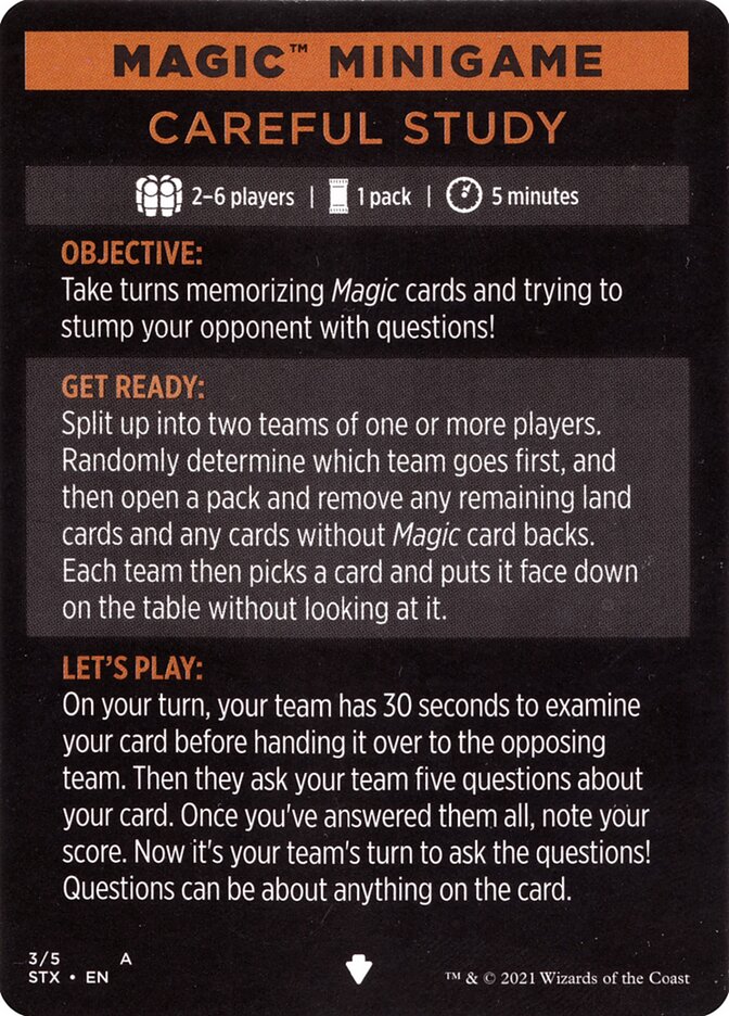 Careful Study (Magic Minigame) [Strixhaven: School of Mages Minigame] | Jomio and Rueliete's Cards and Comics
