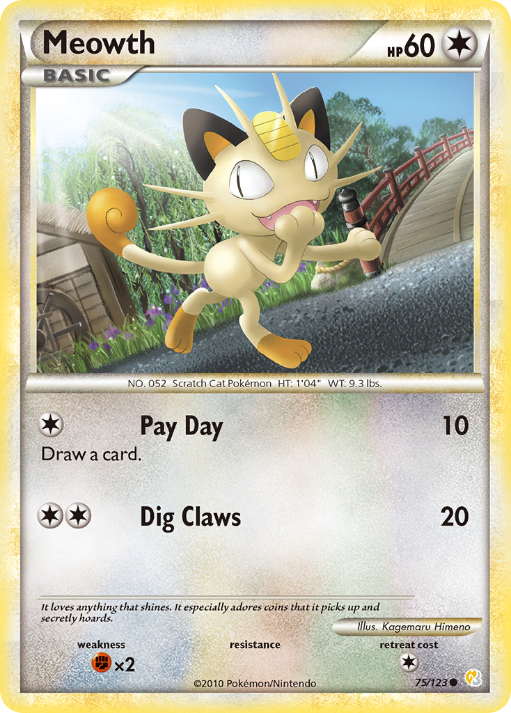Meowth (75/123) [HeartGold & SoulSilver: Base Set] | Jomio and Rueliete's Cards and Comics