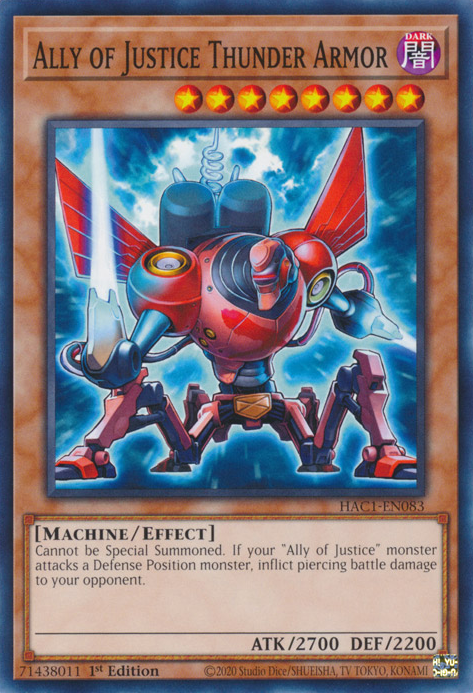 Ally of Justice Thunder Armor [HAC1-EN083] Common | Jomio and Rueliete's Cards and Comics