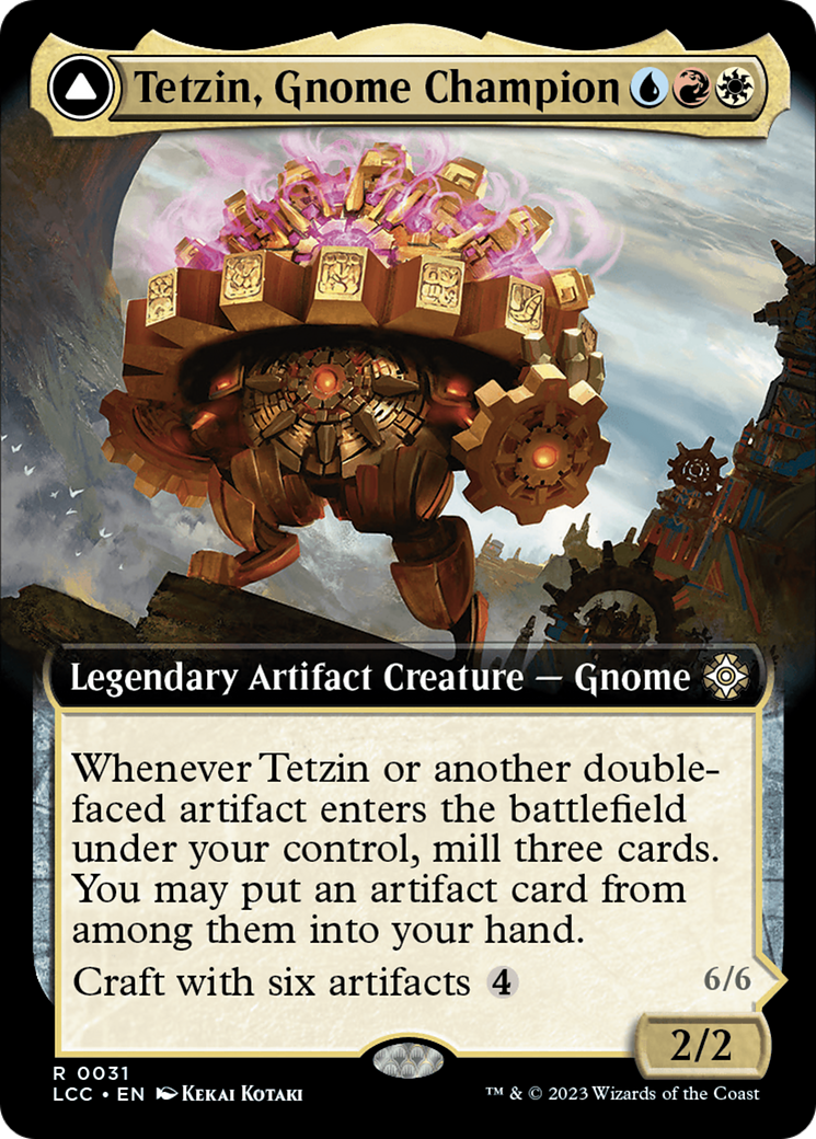 Tetzin, Gnome Champion // The Golden-Gear Colossus (Extended Art) [The Lost Caverns of Ixalan Commander] | Jomio and Rueliete's Cards and Comics