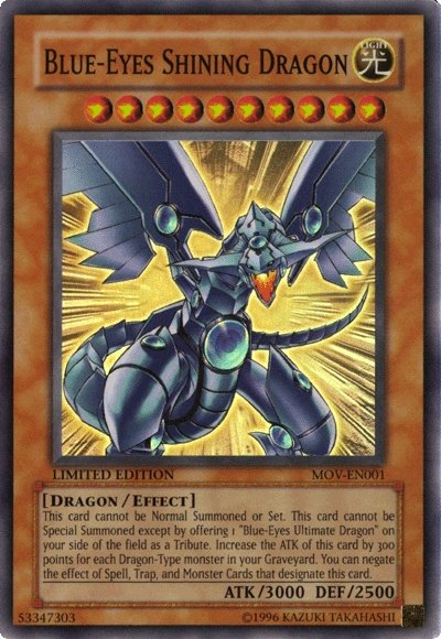 Blue-Eyes Shining Dragon [MOV-EN001] Super Rare | Jomio and Rueliete's Cards and Comics