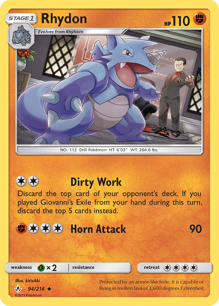 Rhydon (94/214) [Sun & Moon: Unbroken Bonds] | Jomio and Rueliete's Cards and Comics