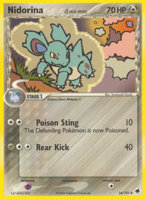 Nidorina (34/101) (Delta Species) [EX: Dragon Frontiers] | Jomio and Rueliete's Cards and Comics