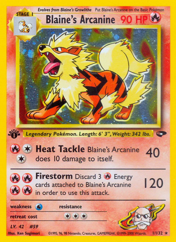 Blaine's Arcanine (1/132) [Gym Challenge 1st Edition] | Jomio and Rueliete's Cards and Comics