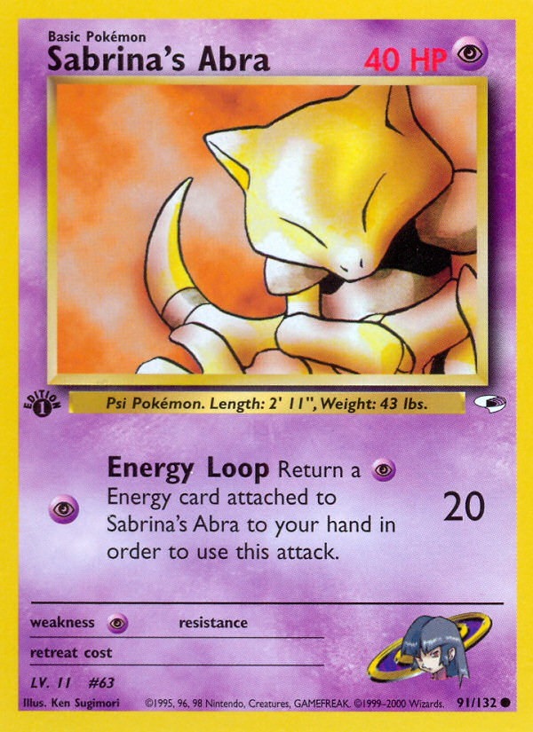 Sabrina's Abra (91/132) [Gym Heroes 1st Edition] | Jomio and Rueliete's Cards and Comics