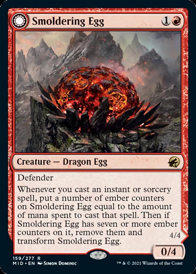 Smoldering Egg // Ashmouth Dragon [Innistrad: Midnight Hunt] | Jomio and Rueliete's Cards and Comics