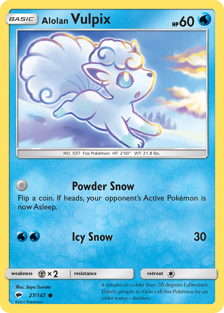 Alolan Vulpix (27/147) [Sun & Moon: Burning Shadows] | Jomio and Rueliete's Cards and Comics