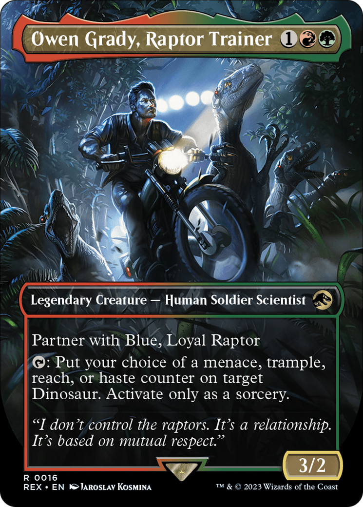 Owen Grady, Raptor Trainer (Borderless) [Jurassic World Collection] | Jomio and Rueliete's Cards and Comics