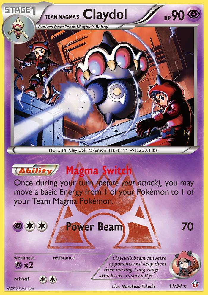 Team Magma's Claydol (11/34) [XY: Double Crisis] | Jomio and Rueliete's Cards and Comics