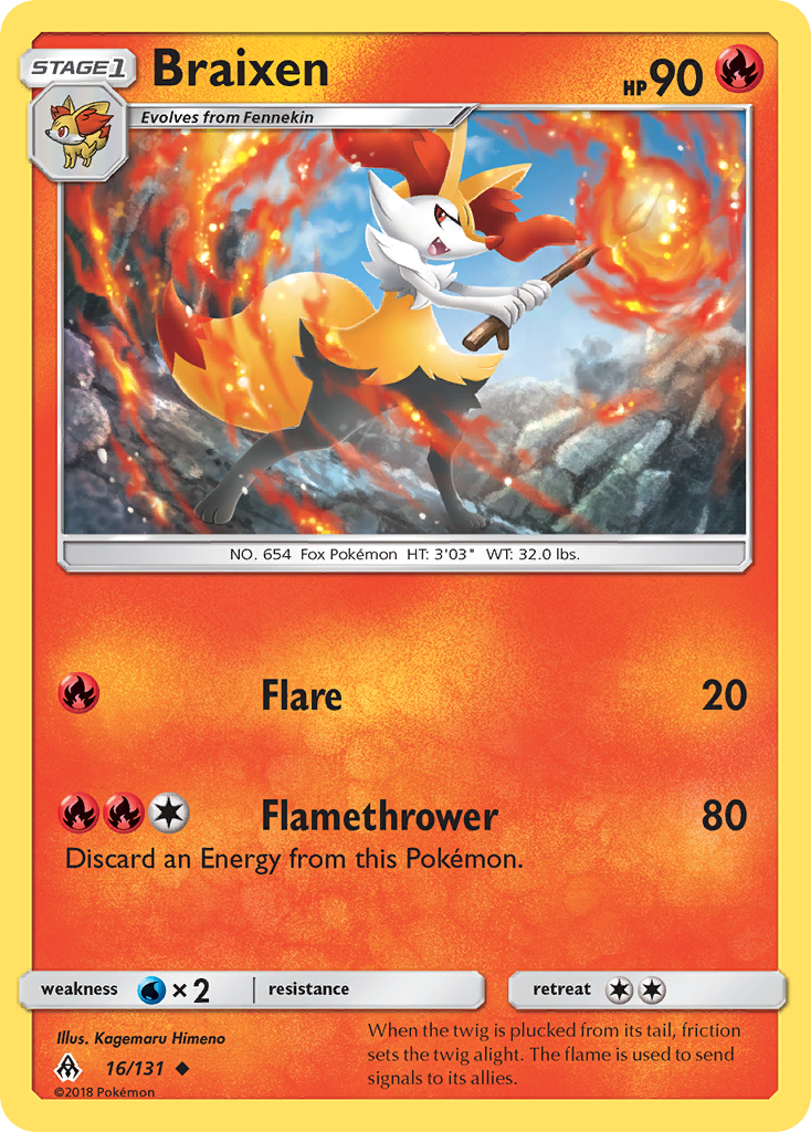 Braixen (16/131) [Sun & Moon: Forbidden Light] | Jomio and Rueliete's Cards and Comics