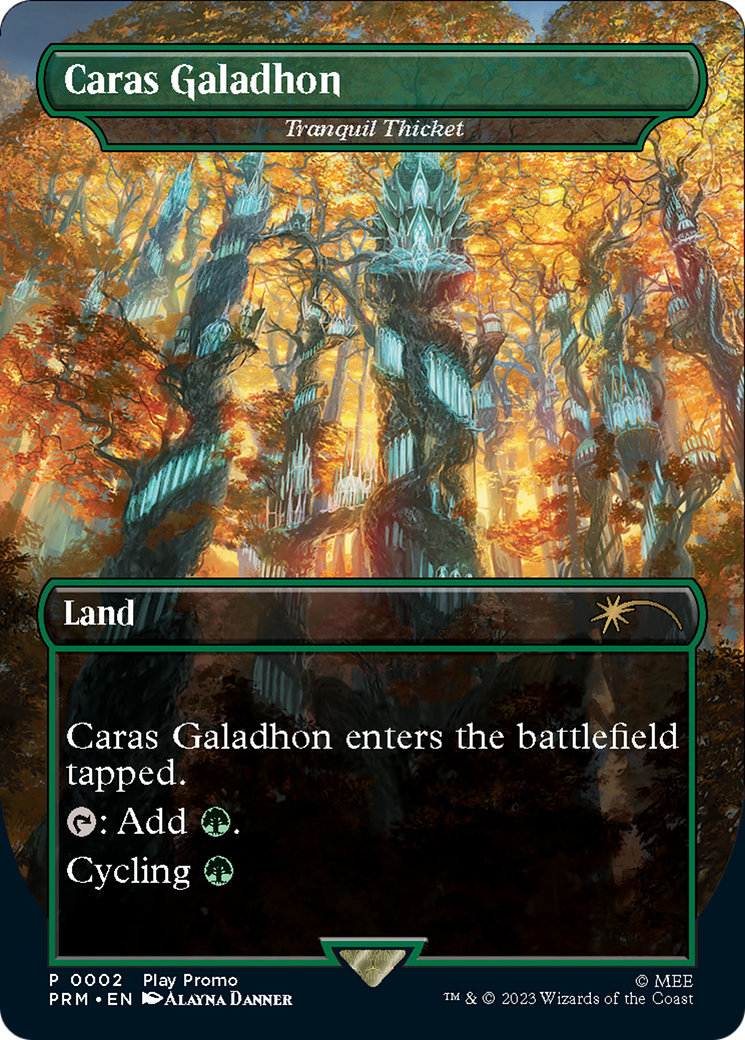 Tranquil Thicket - Caras Galadhon (Borderless) [Wizards Play Network 2023] | Jomio and Rueliete's Cards and Comics
