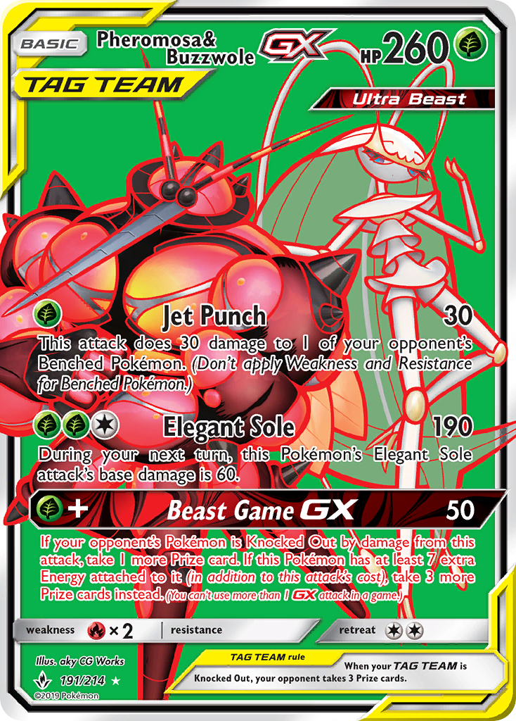 Pheromosa & Buzzwole GX (191/214) [Sun & Moon: Unbroken Bonds] | Jomio and Rueliete's Cards and Comics