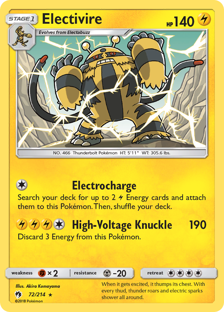 Electivire (72/214) [Sun & Moon: Lost Thunder] | Jomio and Rueliete's Cards and Comics