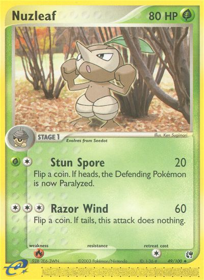 Nuzleaf (49/100) [EX: Sandstorm] | Jomio and Rueliete's Cards and Comics