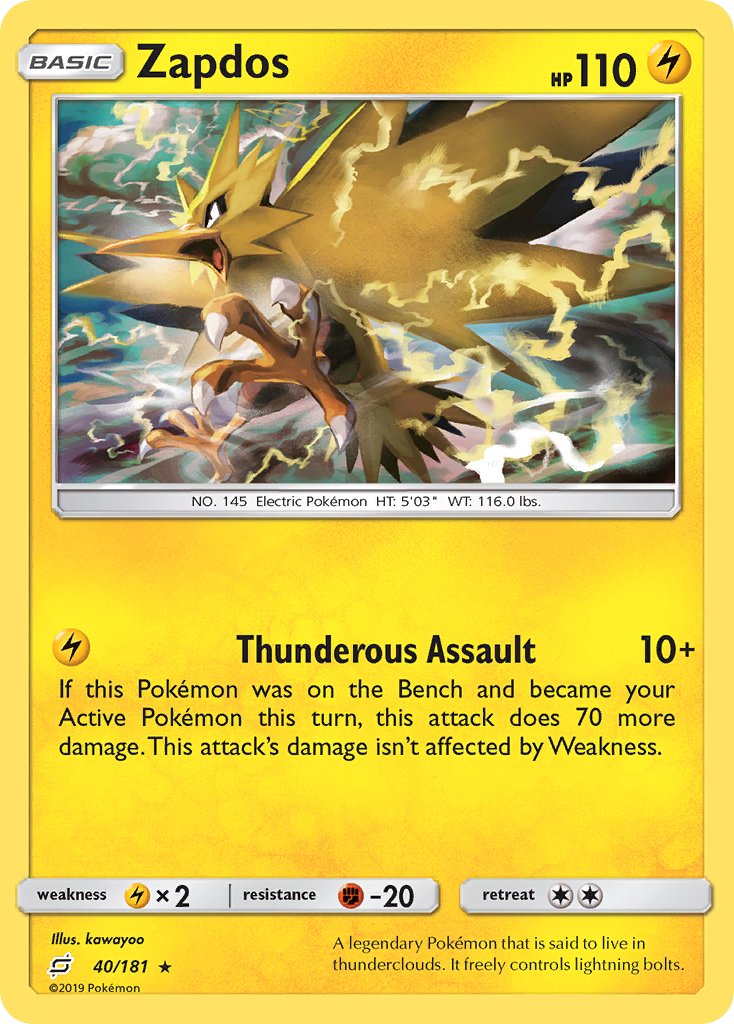 Zapdos (40/181) (Theme Deck Exclusive) [Sun & Moon: Team Up] | Jomio and Rueliete's Cards and Comics