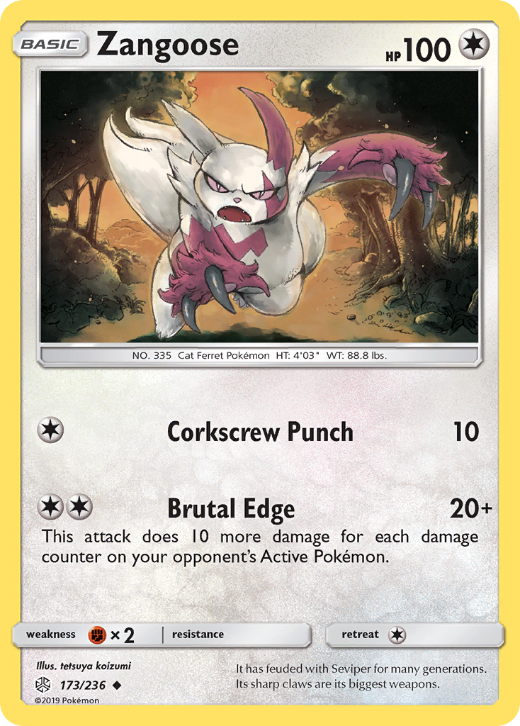 Zangoose (173/236) [Sun & Moon: Cosmic Eclipse] | Jomio and Rueliete's Cards and Comics