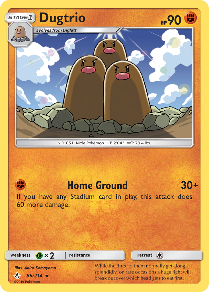 Dugtrio (86/214) [Sun & Moon: Unbroken Bonds] | Jomio and Rueliete's Cards and Comics