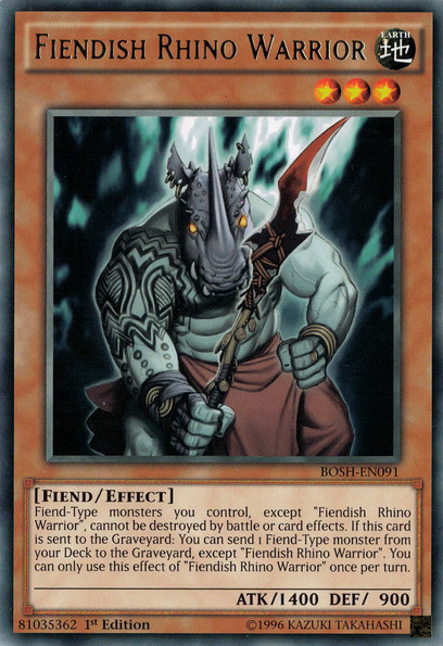 Fiendish Rhino Warrior [BOSH-EN091] Rare | Jomio and Rueliete's Cards and Comics