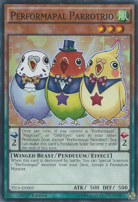 Performapal Parrotrio [YS16-EN005] Super Rare | Jomio and Rueliete's Cards and Comics