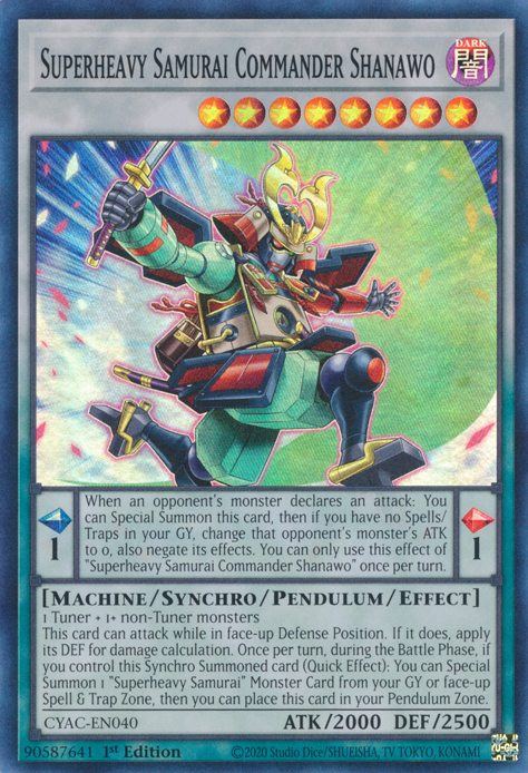 Superheavy Samurai Commander Shanawo [CYAC-EN040] Super Rare | Jomio and Rueliete's Cards and Comics