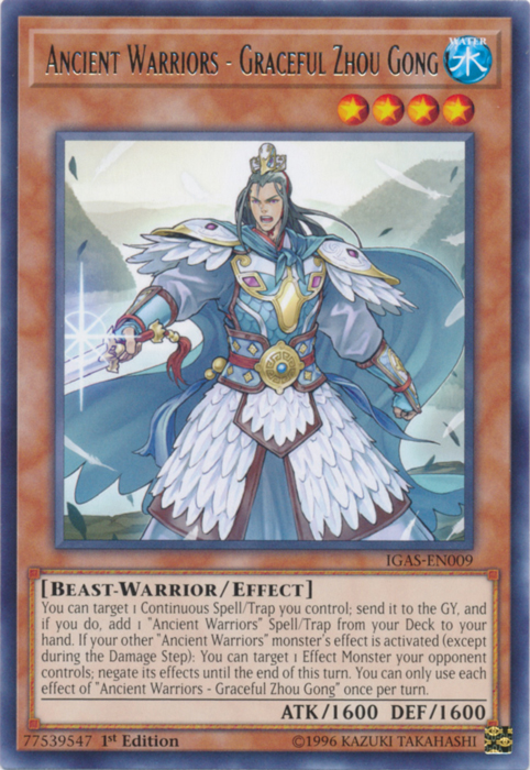 Ancient Warriors - Graceful Zhou Gong [IGAS-EN009] Rare | Jomio and Rueliete's Cards and Comics