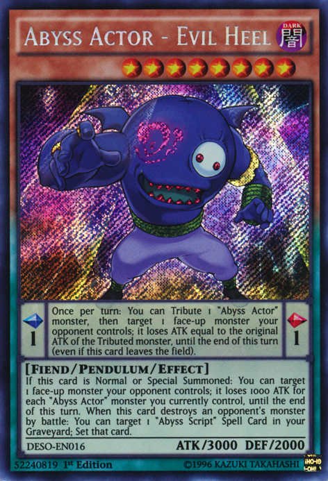 Abyss Actor - Evil Heel [DESO-EN016] Secret Rare | Jomio and Rueliete's Cards and Comics