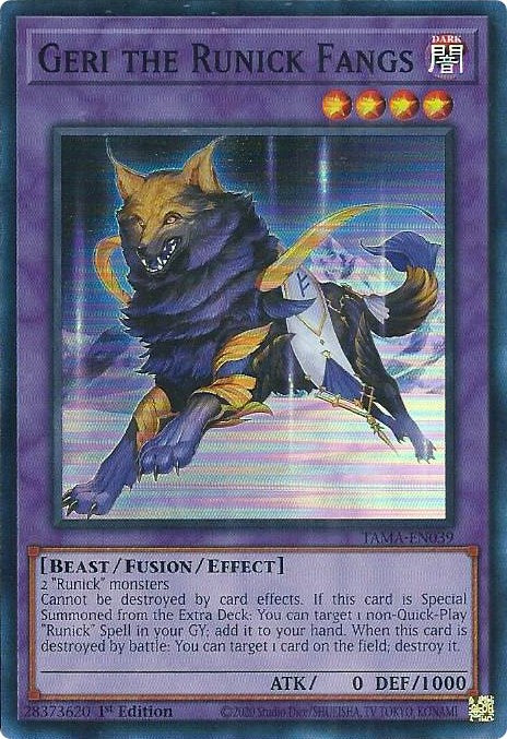 Geri the Runick Fangs [TAMA-EN039] Super Rare | Jomio and Rueliete's Cards and Comics