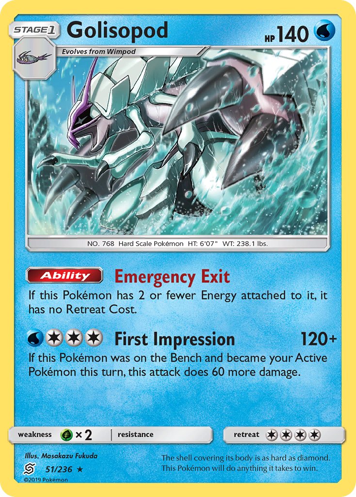 Golisopod (51/236) (Cosmos Holo) (Blister Exclusive) [Sun & Moon: Unified Minds] | Jomio and Rueliete's Cards and Comics