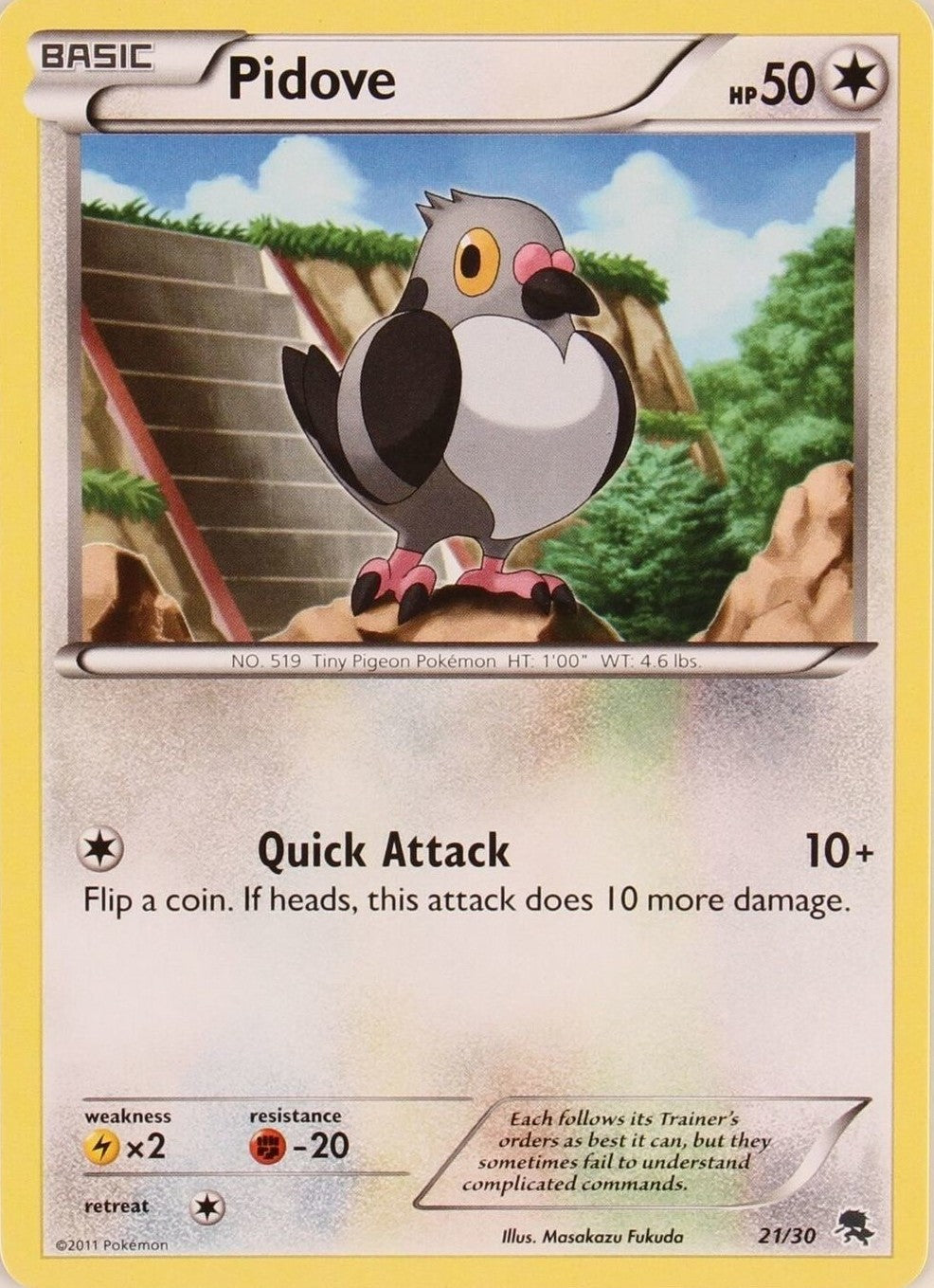 Pidove (21/30) [Black & White: Trainer Kit - Zoroark] | Jomio and Rueliete's Cards and Comics