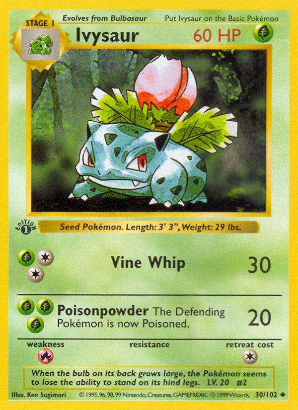 Ivysaur (30/102) (Shadowless) [Base Set 1st Edition] | Jomio and Rueliete's Cards and Comics