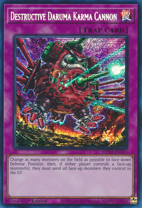 Destructive Daruma Karma Cannon [MP23-EN217] Prismatic Secret Rare | Jomio and Rueliete's Cards and Comics