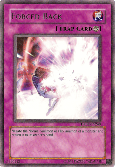 Forced Back [DR04-EN240] Rare | Jomio and Rueliete's Cards and Comics