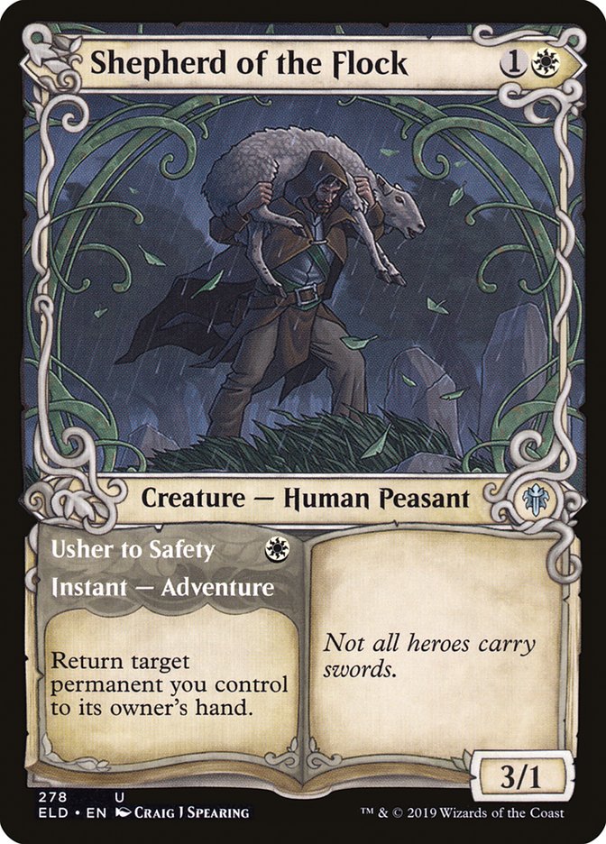 Shepherd of the Flock // Usher to Safety (Showcase) [Throne of Eldraine] | Jomio and Rueliete's Cards and Comics
