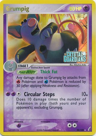 Grumpig (20/100) (Stamped) [EX: Crystal Guardians] | Jomio and Rueliete's Cards and Comics