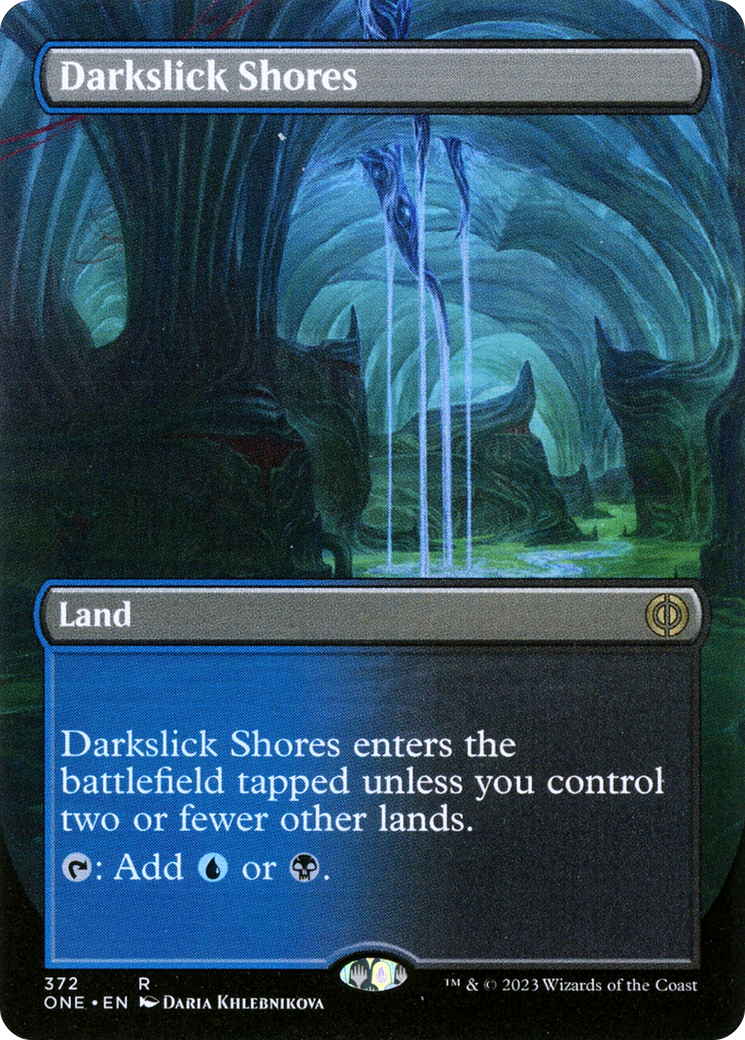 Darkslick Shores (Borderless Alternate Art) [Phyrexia: All Will Be One] | Jomio and Rueliete's Cards and Comics