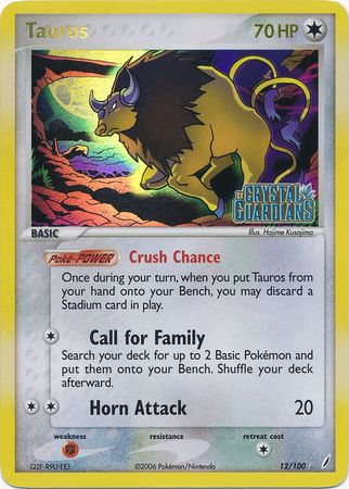 Tauros (12/100) (Stamped) [EX: Crystal Guardians] | Jomio and Rueliete's Cards and Comics