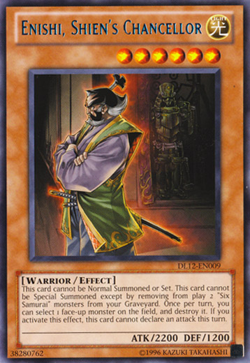 Enishi, Shien's Chancellor (Blue) [DL12-EN009] Rare | Jomio and Rueliete's Cards and Comics